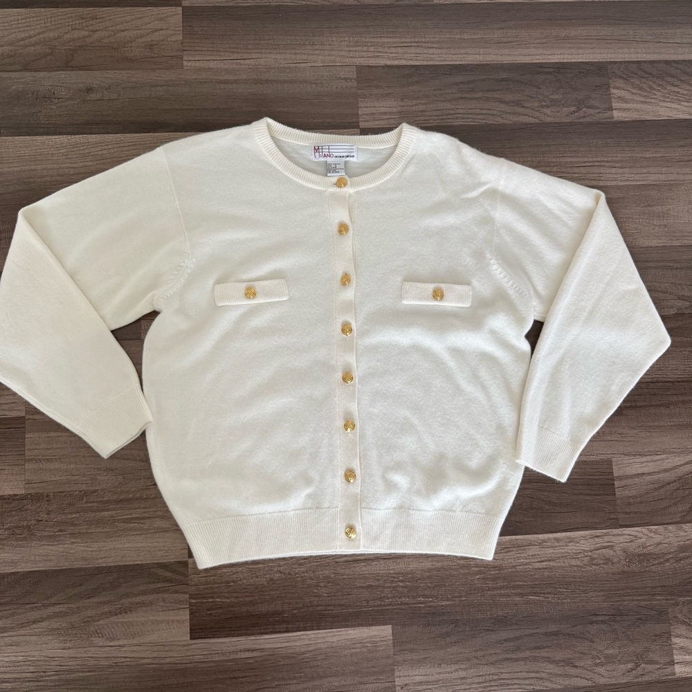 Milano Cream Button-Up Cardigan